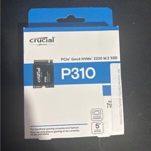 Crucial P310 PCIe Gen4 NVMe 2230 M.2 SSD in Blue and Black